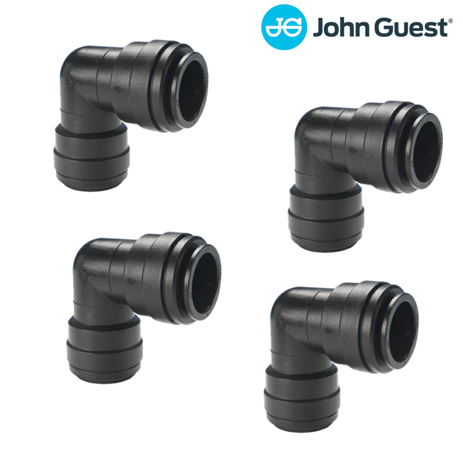 John Guest - Equal Elbow -  4 x Push in connector for 15mm Nylon Pipe