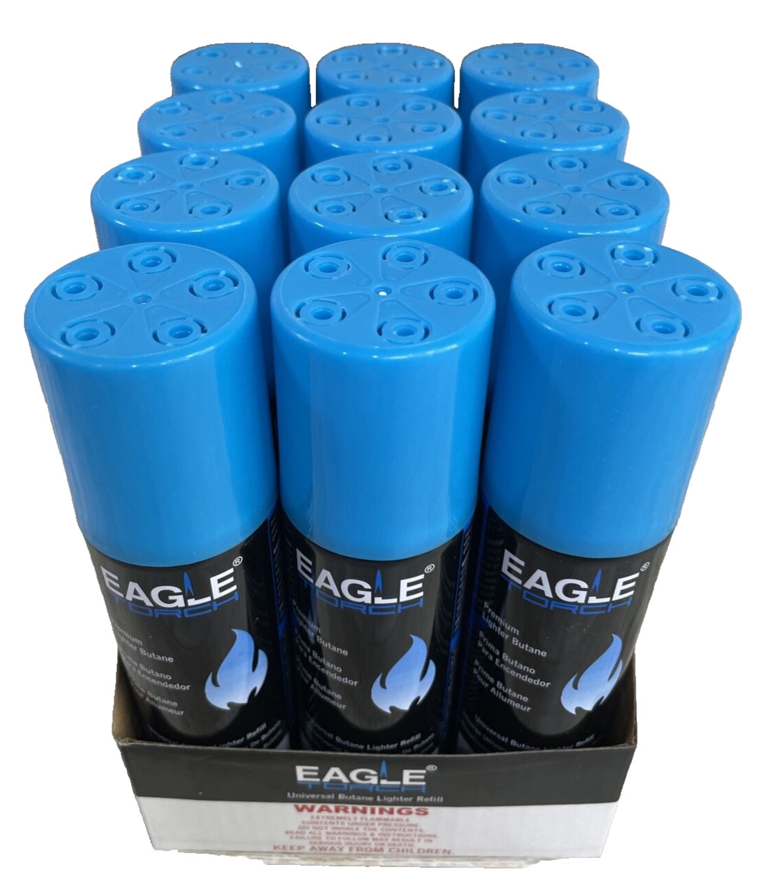 Eagle Torch Universal Premium Lighter Butane Gas Fuel Refill 80ml Can 12 Pack