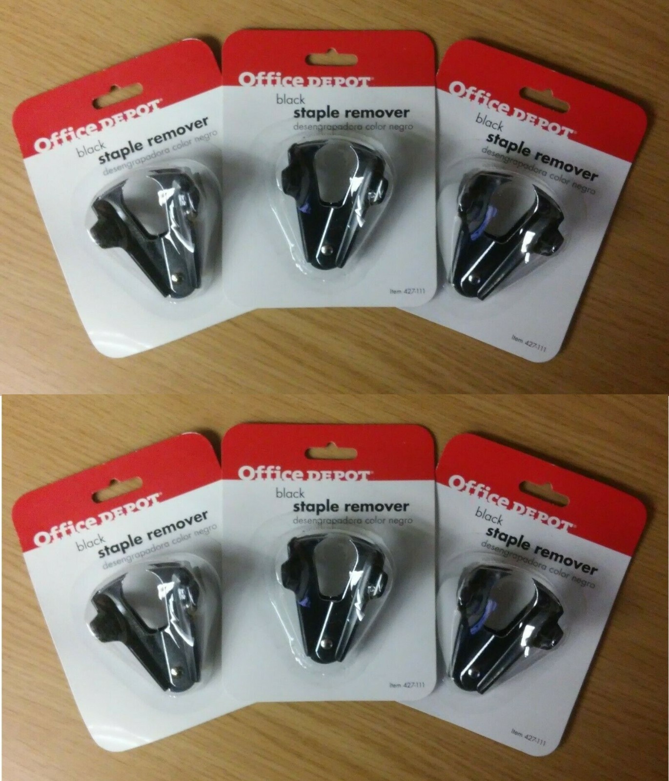 Lot of 6 - Office Depot Brand Staple Remover (Black) Classic Jaw Style - New