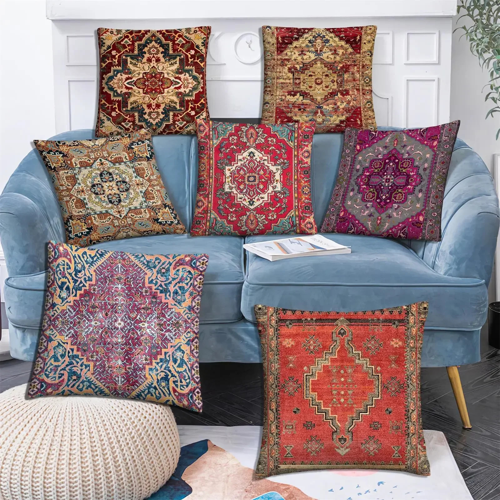 Moroccan ethnic cushion cover, short plush pillowcase 40x40 45x45 50x50 60x60, s