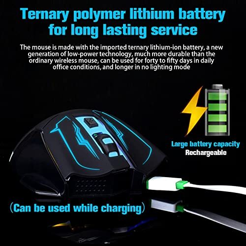Wireless Gaming Mouse Silent Click Wireless Rechargeable Mice with Colorful L...