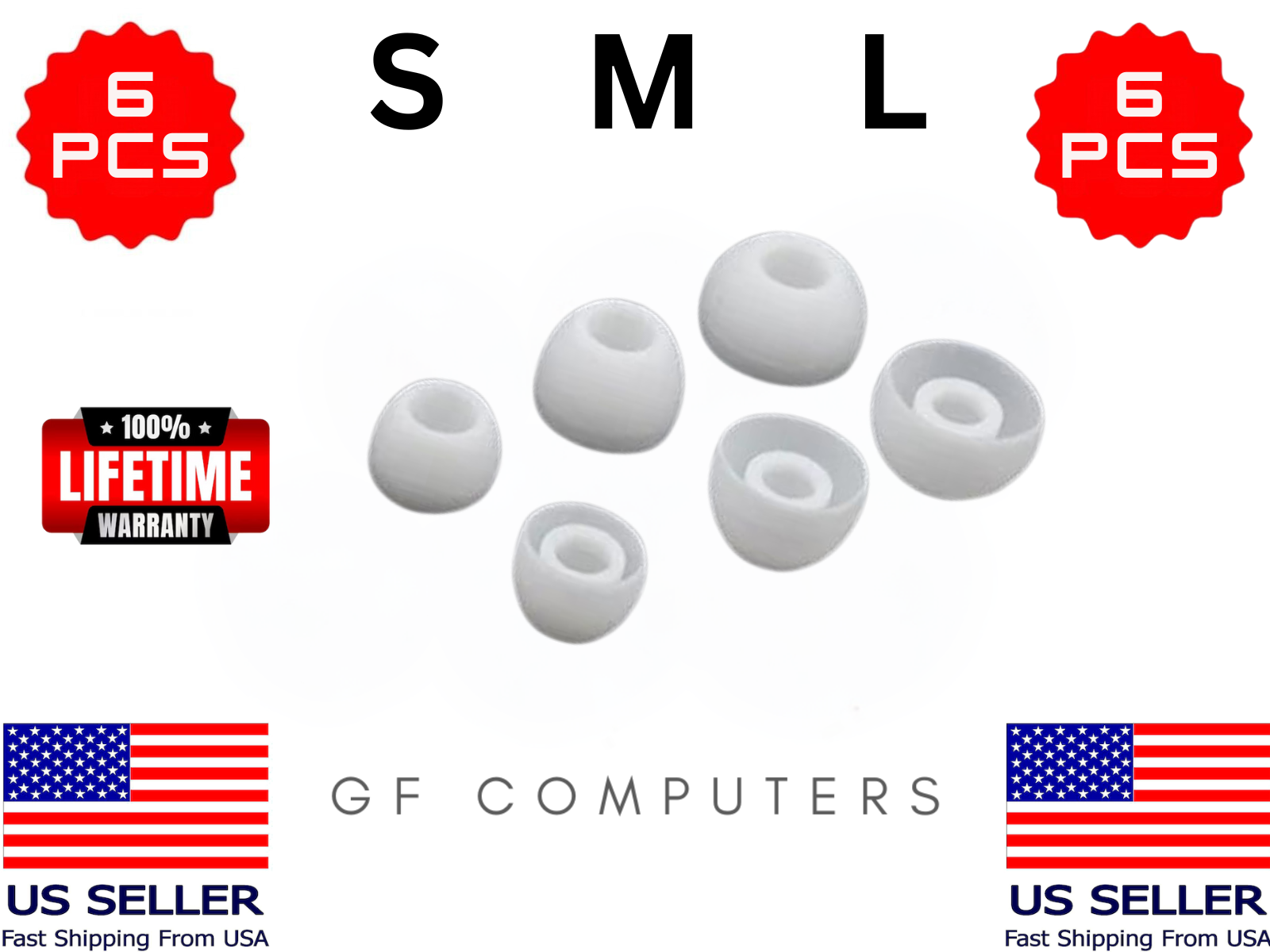 6 Silicone SML Earbuds Ear Tips for Marshall Motif II Headphones