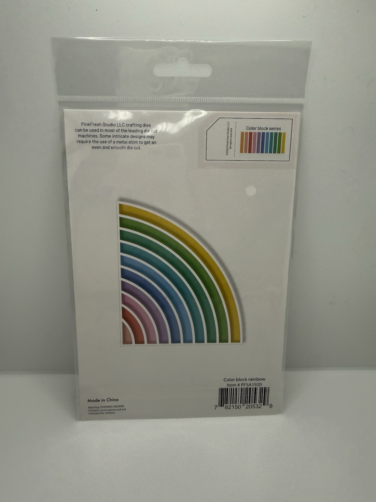 Pinkfresh Studio Color Block Rainbow Die Cut 4" x 4.75" Retired, NEW