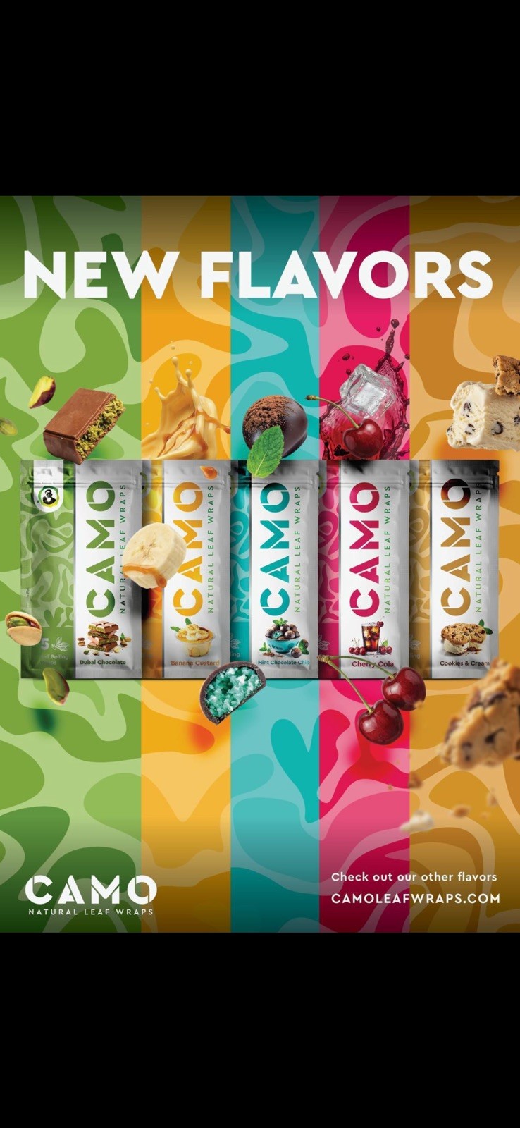 CAMO Self-Rolling Natural Leaf Wraps- Mint Chocolate Chill  Flavor (Full Box)