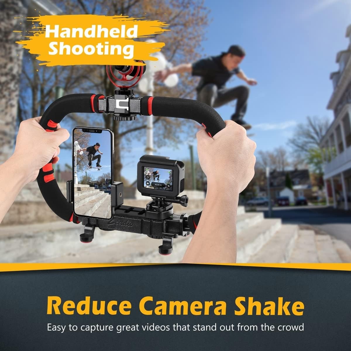 Camera Smartphone Stabilizer, Handle Grip Handheld Video Rig, Compatibility with