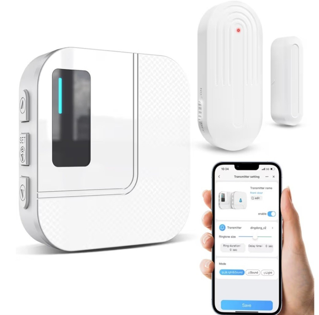 WiFi Door Sensor Chime 1 Sensor 1 Receiver Entry Alert 500FT 20 Ringtones. NEW