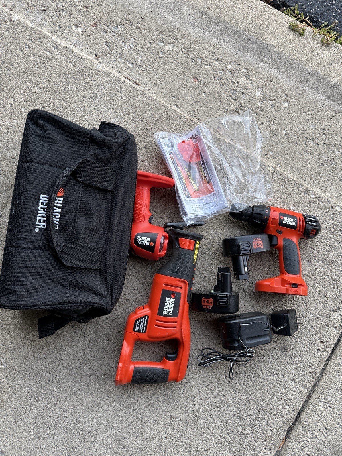Lot of Cordless Power Tools And Charger Black+Decker+ Bag