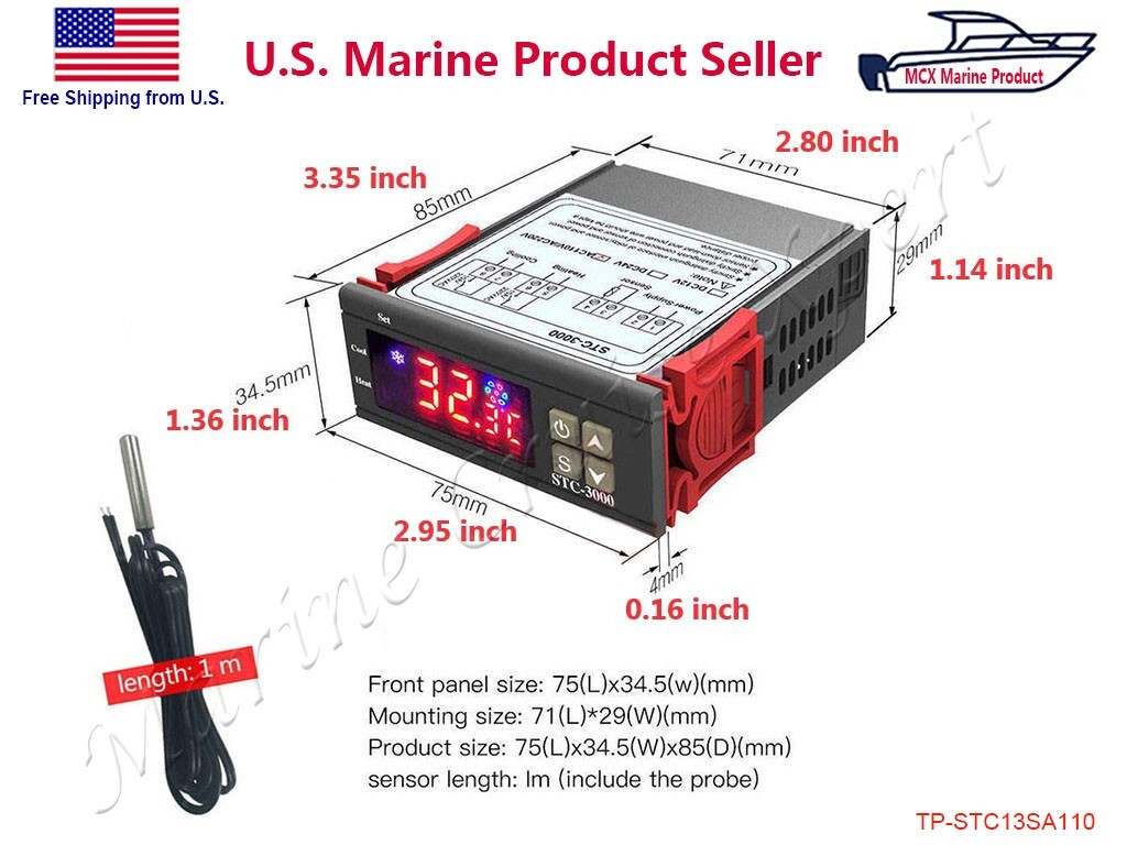 10A 110V Digital Temperature Controller Temp Sensor Thermostat Control Relay US
