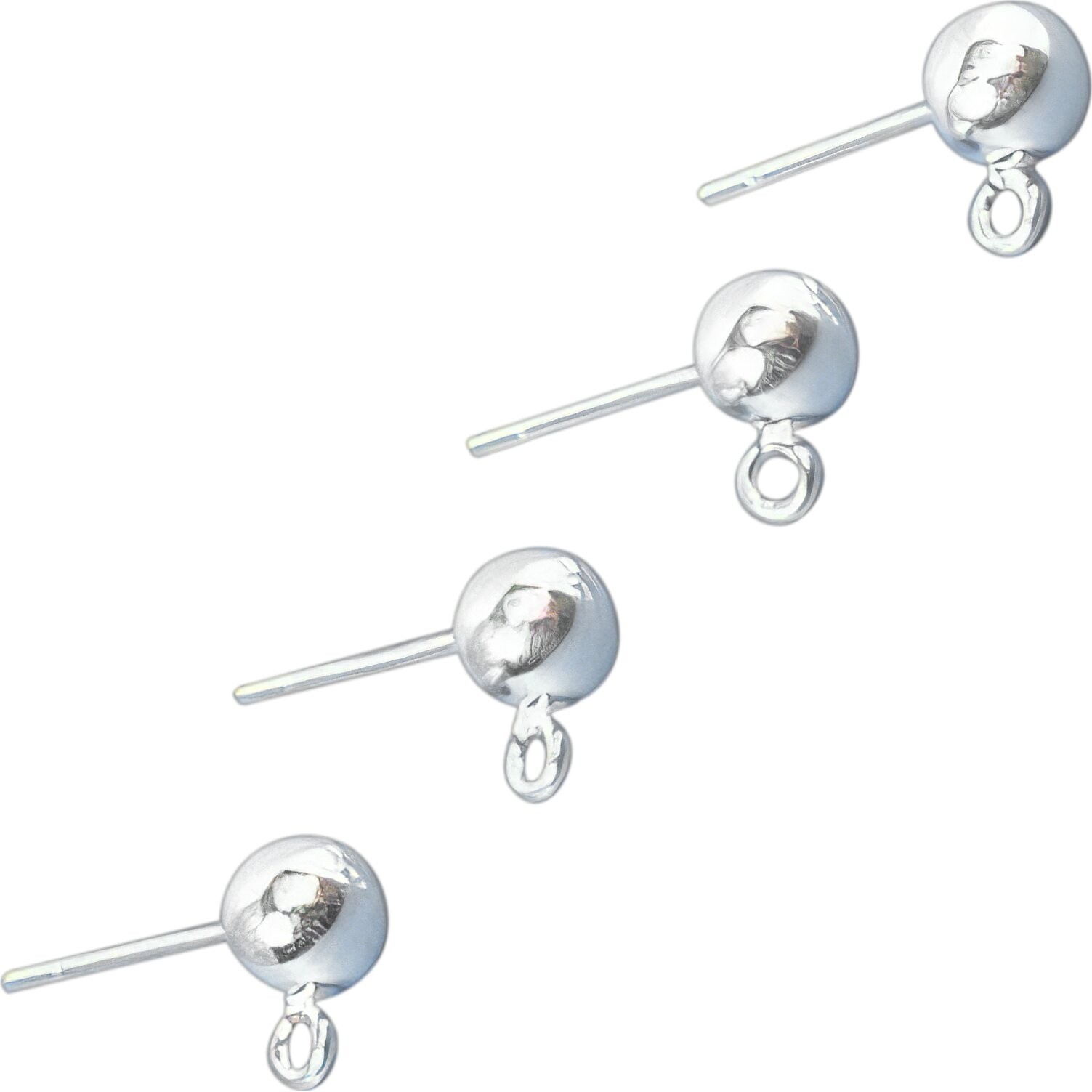 4 Sterling Silver Ball Stud Earrings 5mm