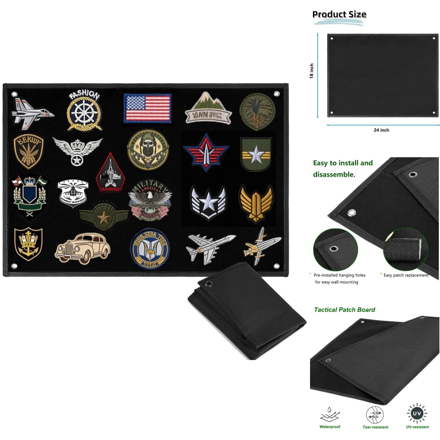 Elegant Morale Patch Wall Panel Holder - Tactical Badge Display for Military Use
