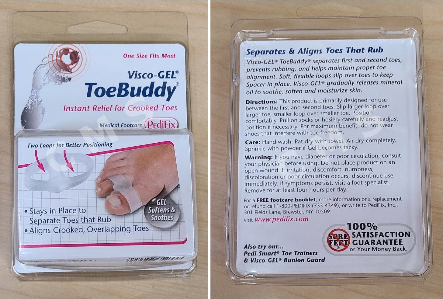 Pedifix Visco-Gel ToeBuddy Crooked Hammer Toe Spacer Separator Aligner 1/PK