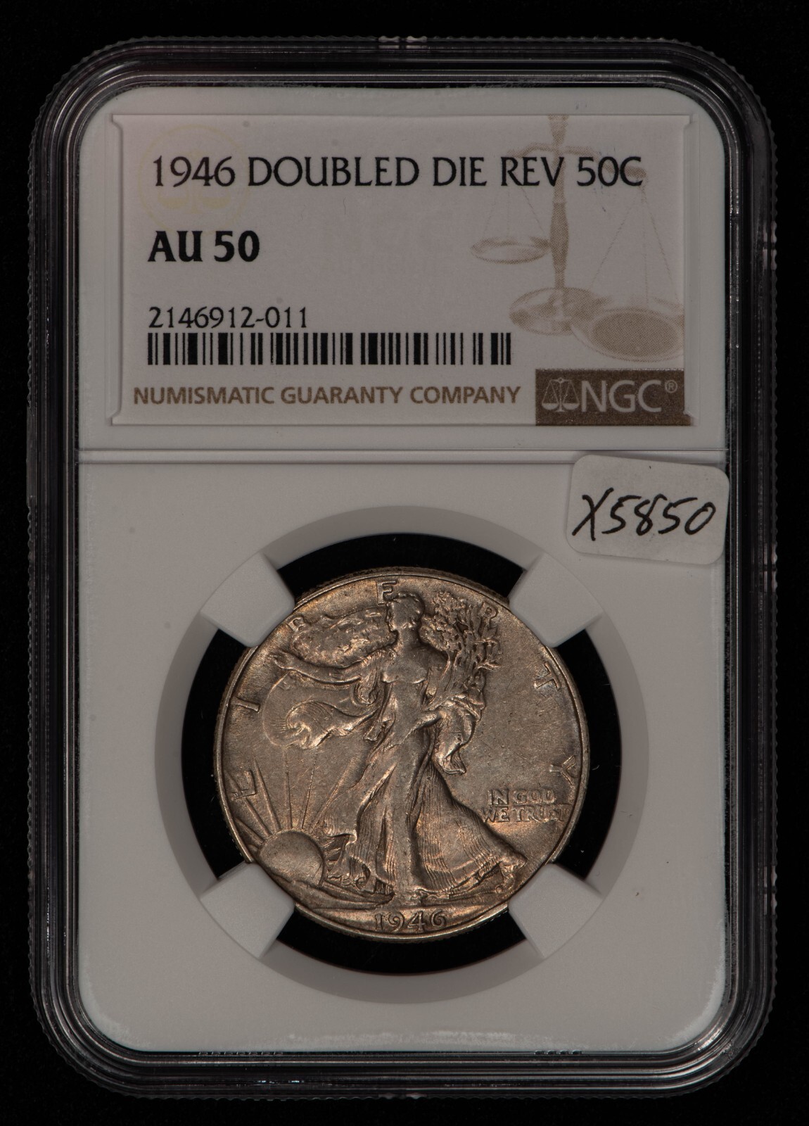 1946 50c Walking Liberty Silver Half Dollar - DDR - NGC AU 50 - SKU-X5850
