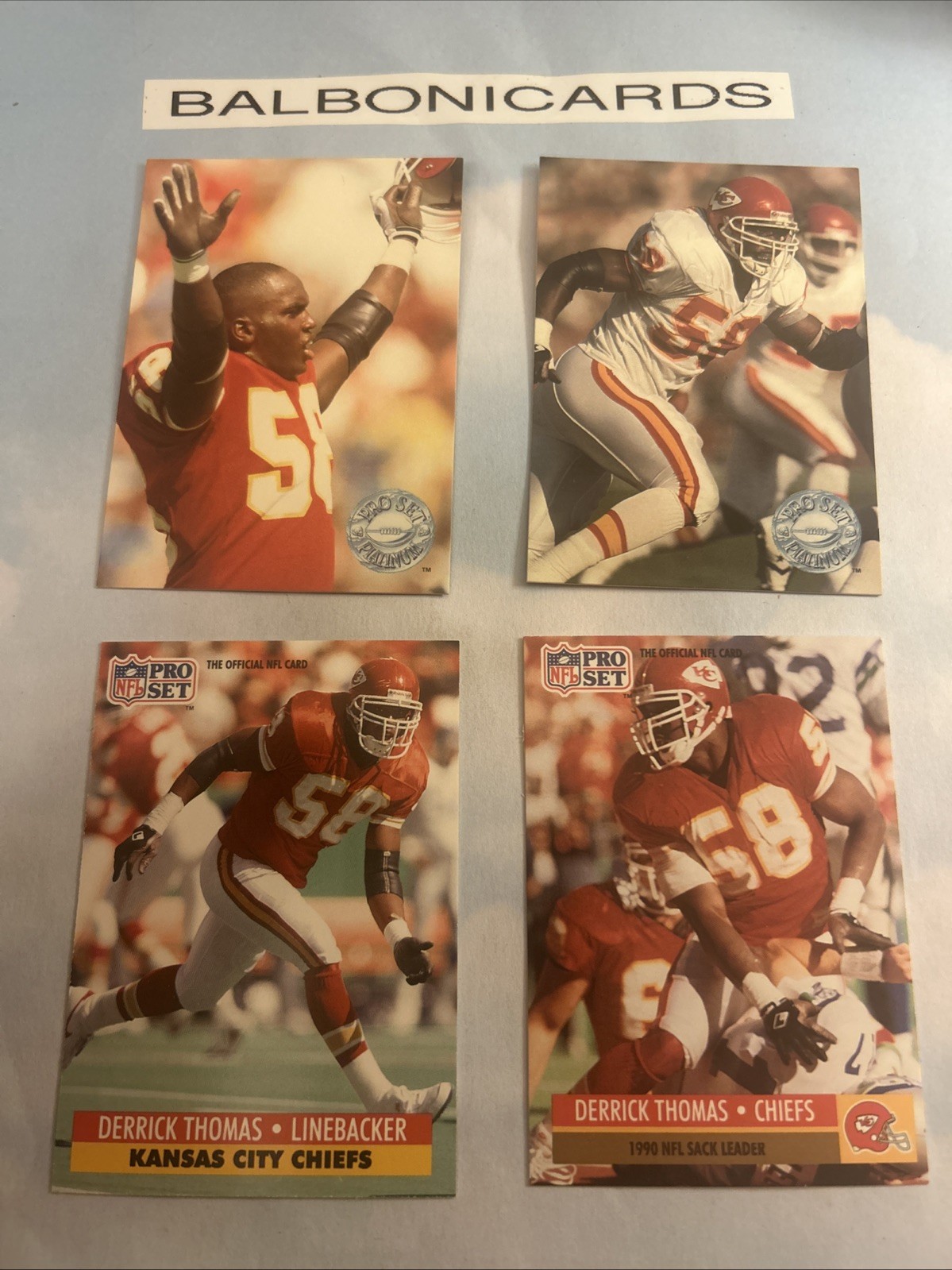Derrick Thomas Kansas City Chiefs 4 Card 1991 Pro Set Lot!Free Shipping!