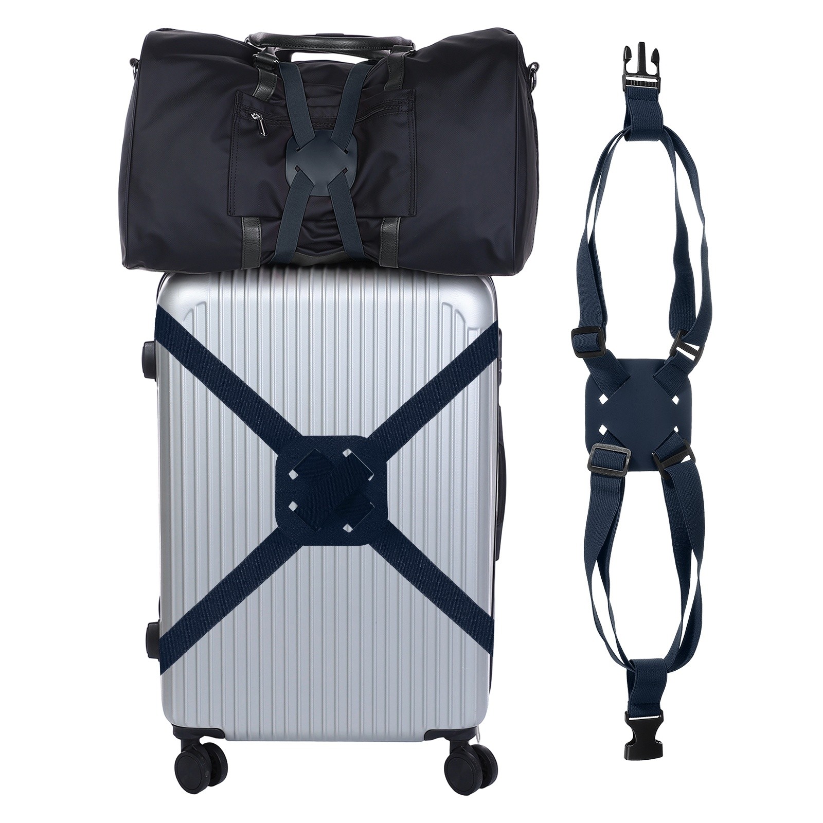 Luggage Straps Bag Bungees for Add A Bag, Suitcase Elastic Strap, Dark Blue