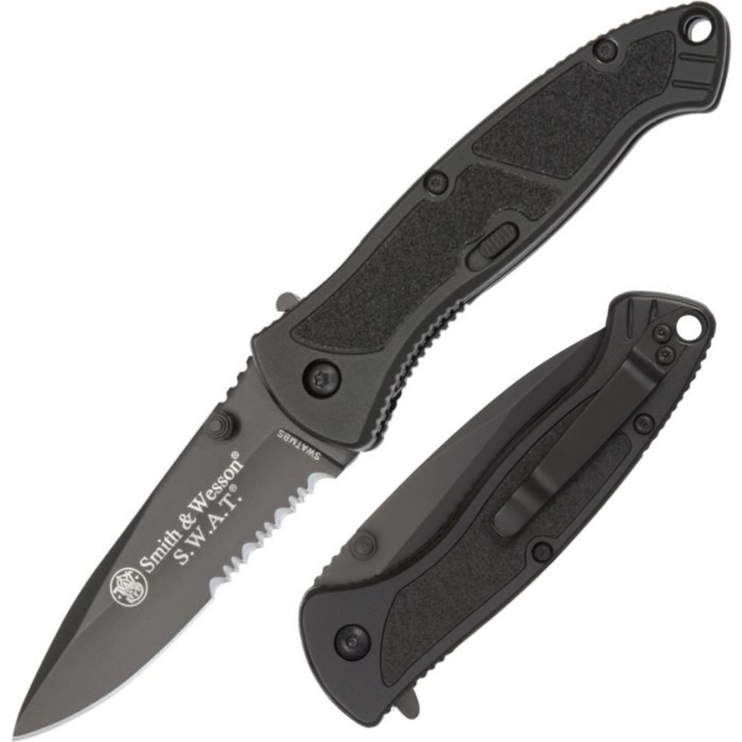 Smith & Wesson SWAT Knife Assisted Opening Serrated Black Blade