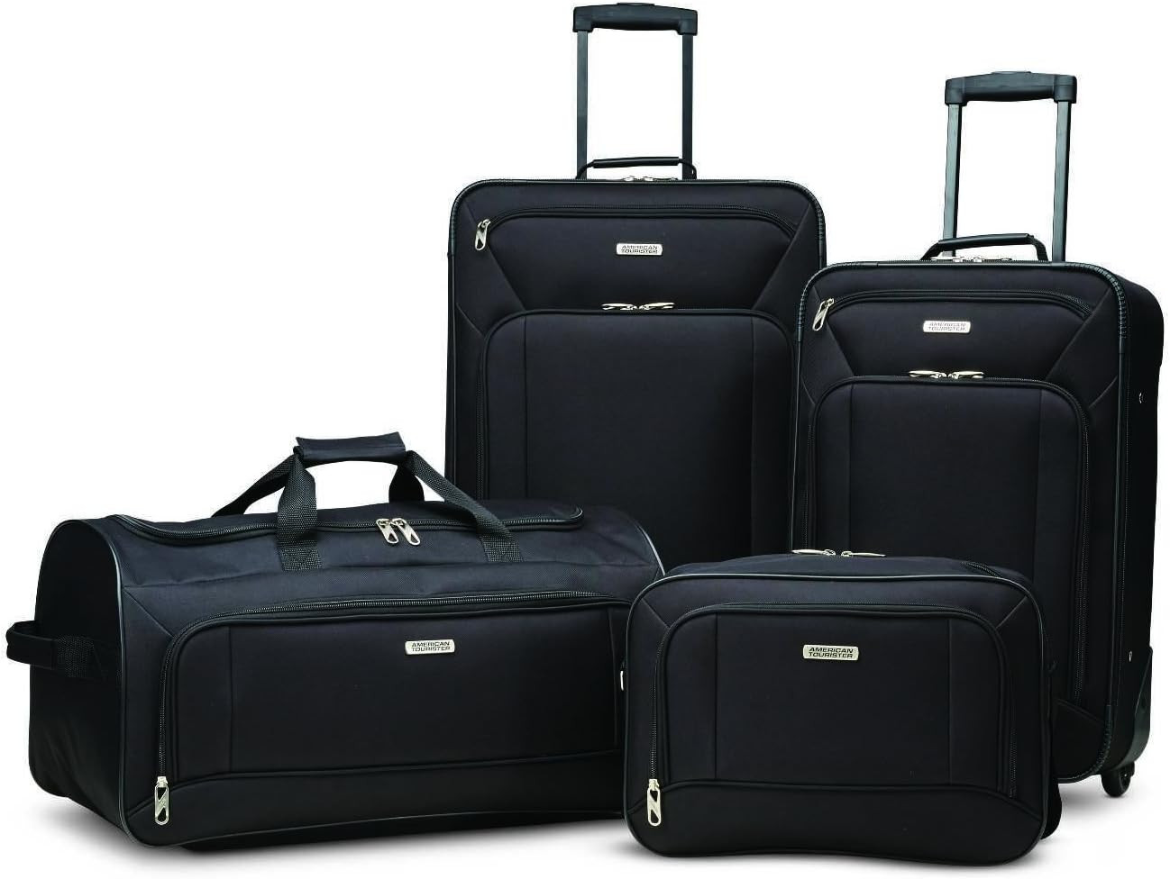 Fieldbrook XLT Softside Upright Luggage, Black, 4-Piece Set (BB/DF/21/25)