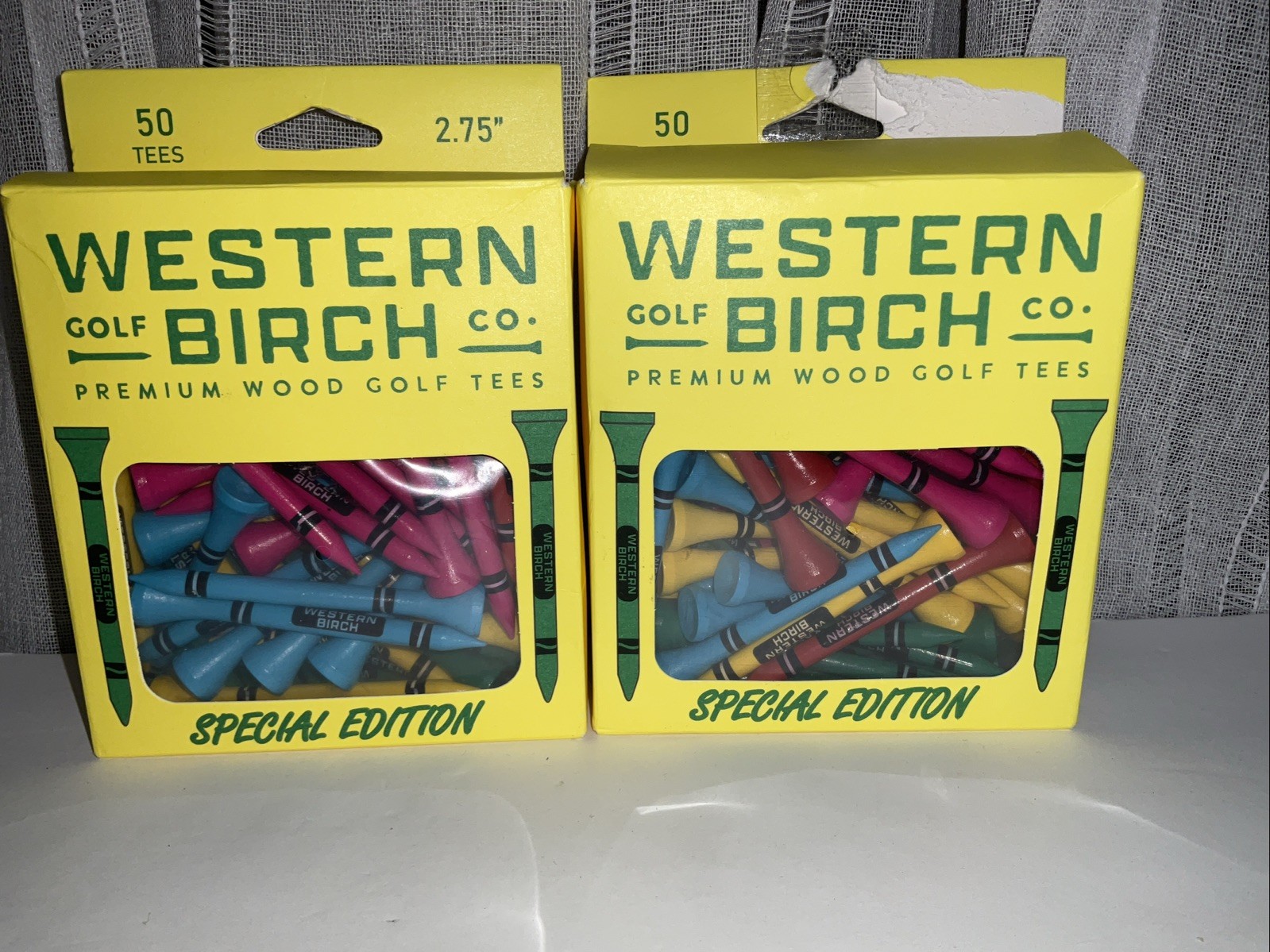 Western Birch 100 Premium Wood 2.75” Bamboo Crayon 2 Boxes 50 Golf Tees ea.NIB