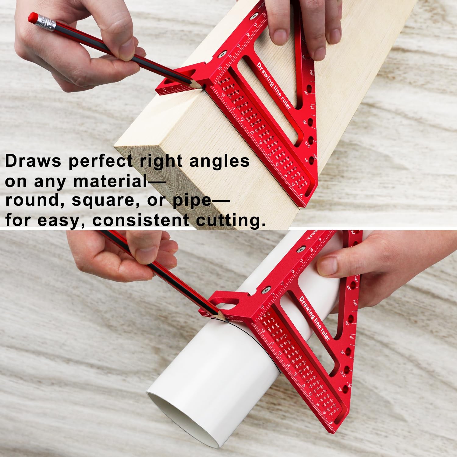 ViewReal Large Carpenter Square 6.5''x5.79''Protractor Ruler with 3D MultiAng...