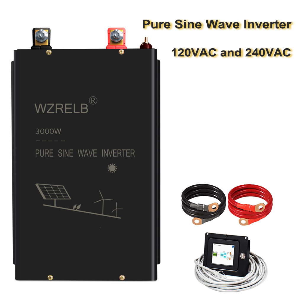 48V Pure Sine Wave Split Phase Inverter 3000W 120V 240V Solar Home Wired Remote