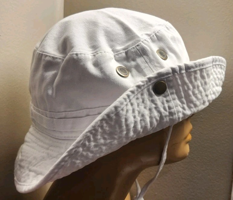 Philadelphia Eagles Throwback White Boonie Hat Side Snaps Up & Chin Strap