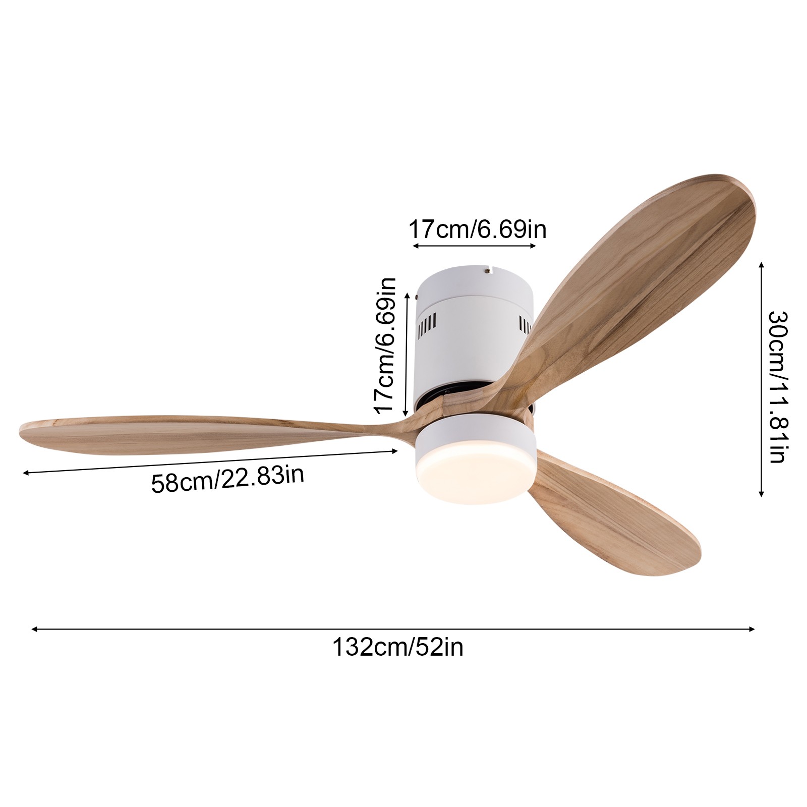 52 Inch Smart Ceiling Fan with Dimmable Light 6-speed Adjustable Ceiling Fan