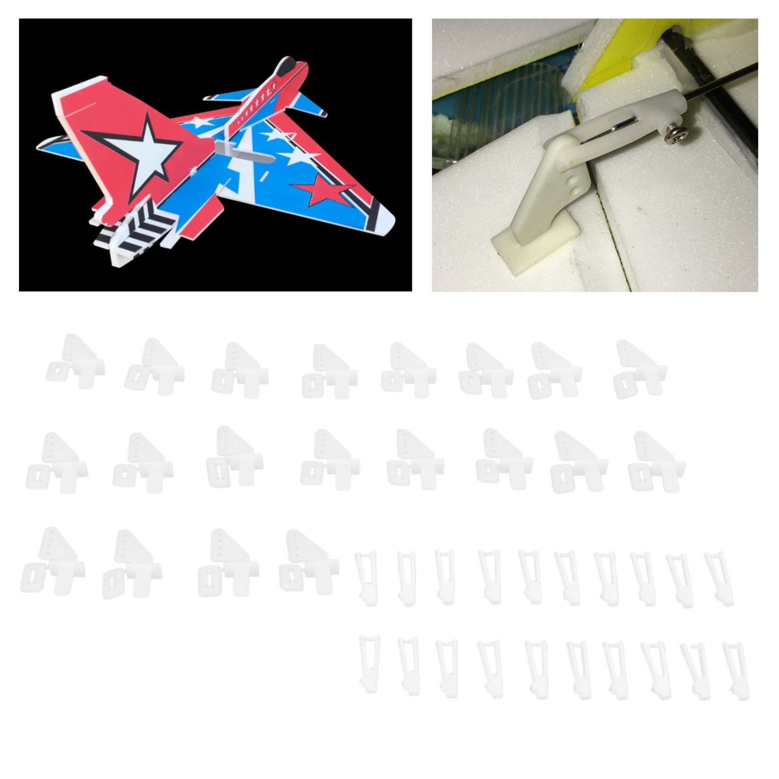 20 Sets 4 Hole Control Horns Clevis Kit For RC Airplane Foam NRCQ