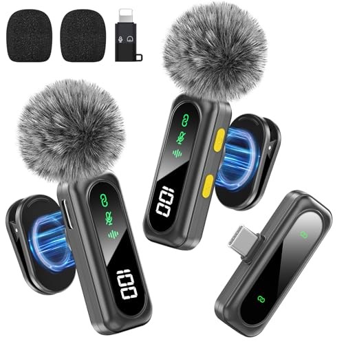 Wireless Microphone for iPhone, All iPhones & Androids (USB-C + Lightning)