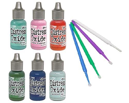 Ranger Distress Oxide Bundles - 6 Water-Reactive Distress Oxide Ink Colors 0.5