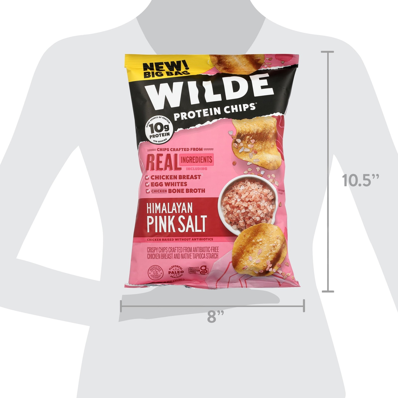 WILDE Protein Chips Himalayan Pink Salt, Thin Crispy High Protein, 4.0 Oz