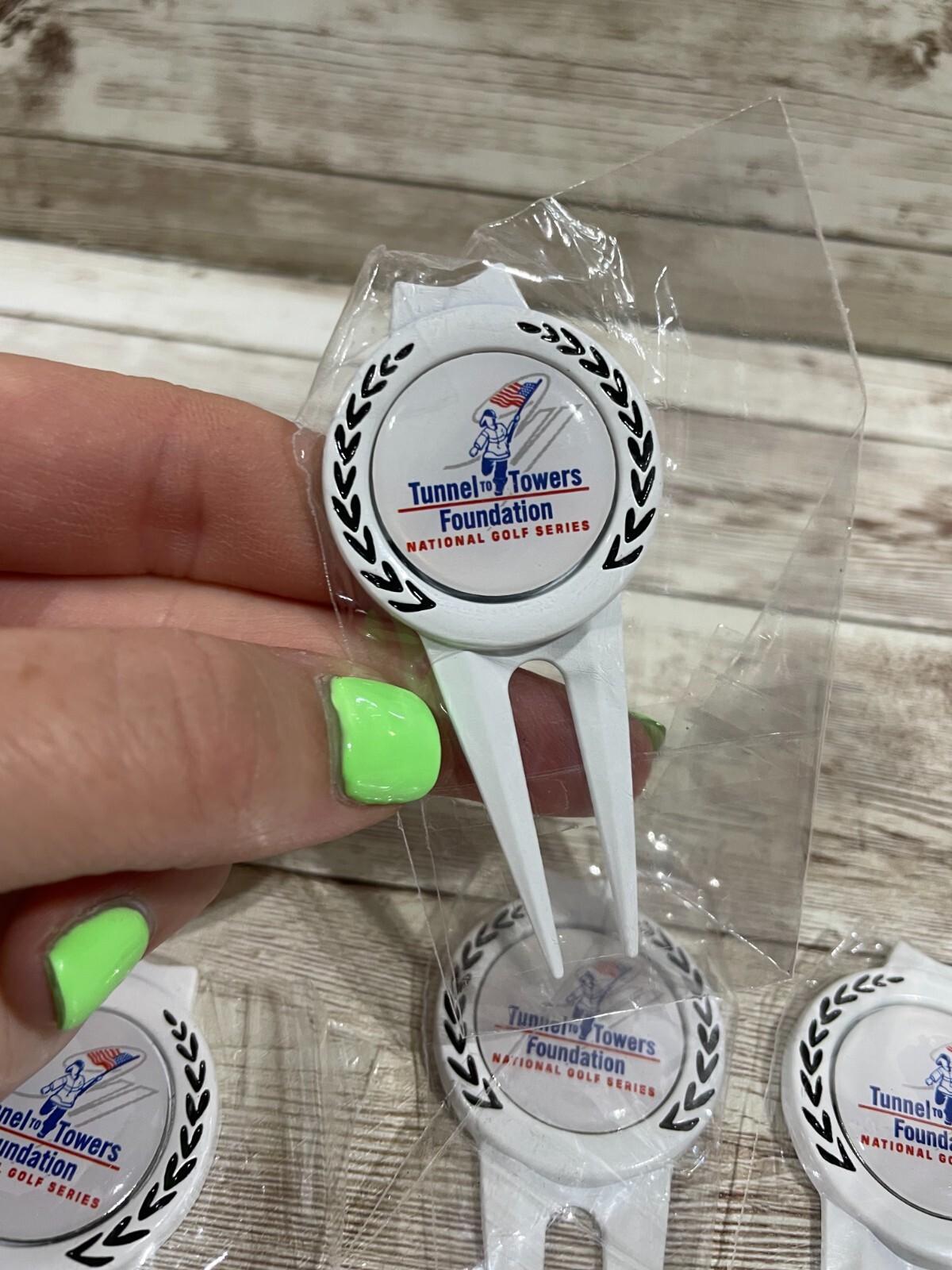 Lot 6x White Metal Golf Divot Repair Tool Tunnel to Towers National Golf Series