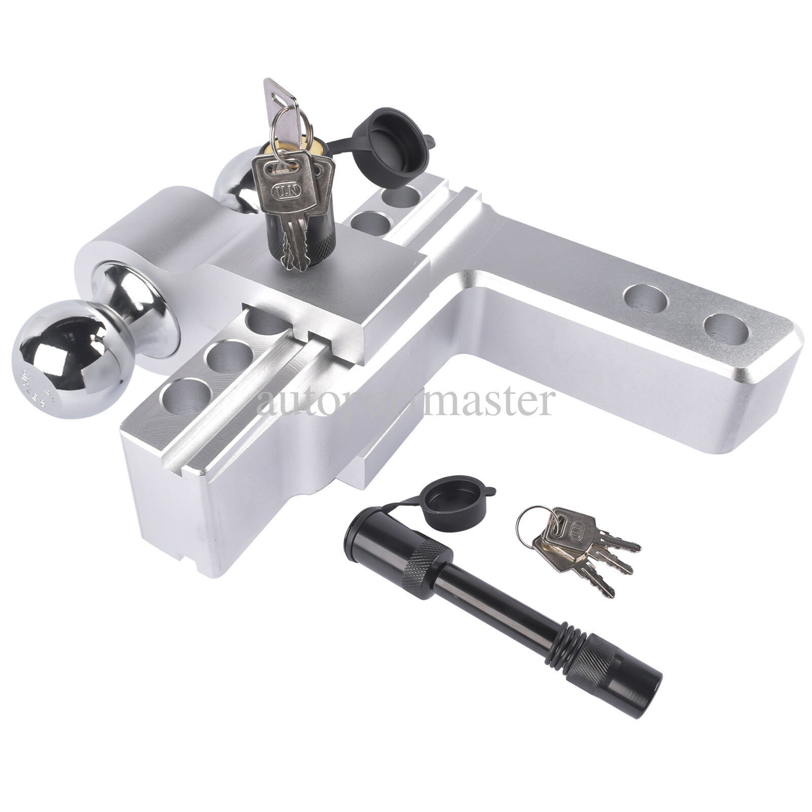 Aluminum Trailer Hitch Fits 2" Receiver, 6" Drop/Rise Drop Hitch w/Double Locks