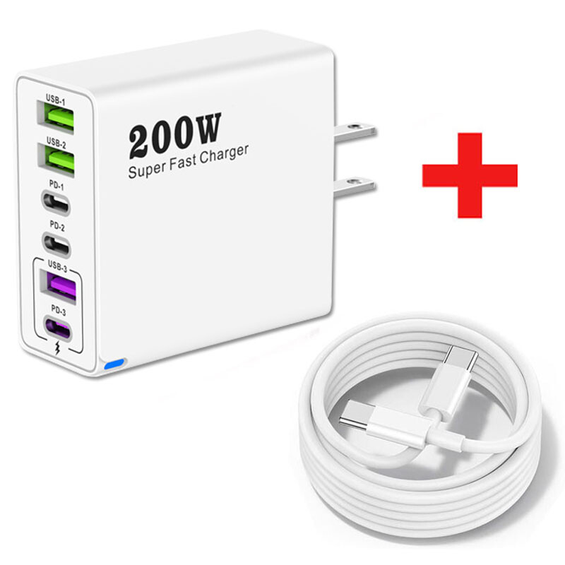 200W Super Fast PD Type C Charging Wall Charger For Samsung iPhone Android Phone