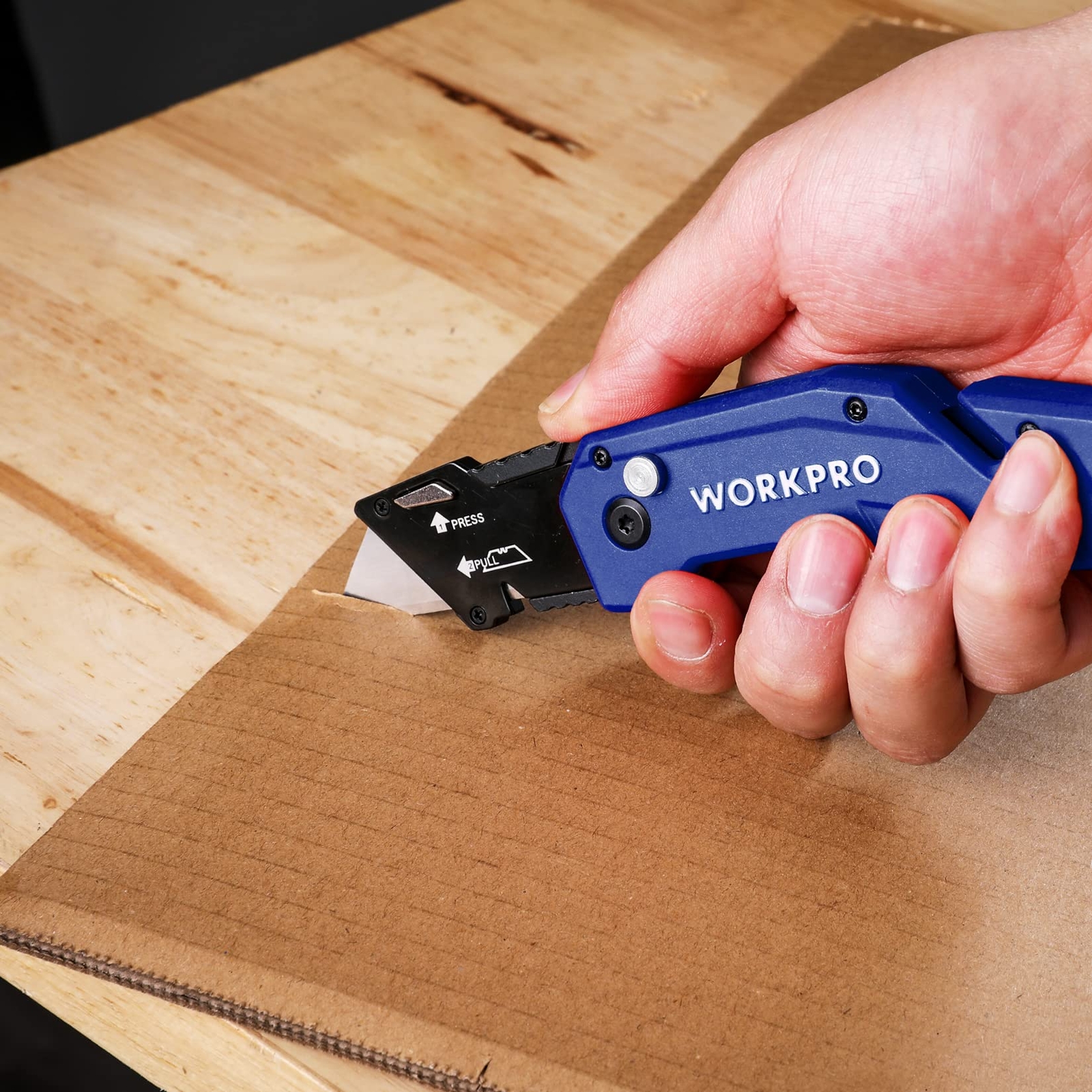 WORKPRO Utility Knife Folding Box Cutter Wire Stripper Gut Hook Nylon Handle NEW