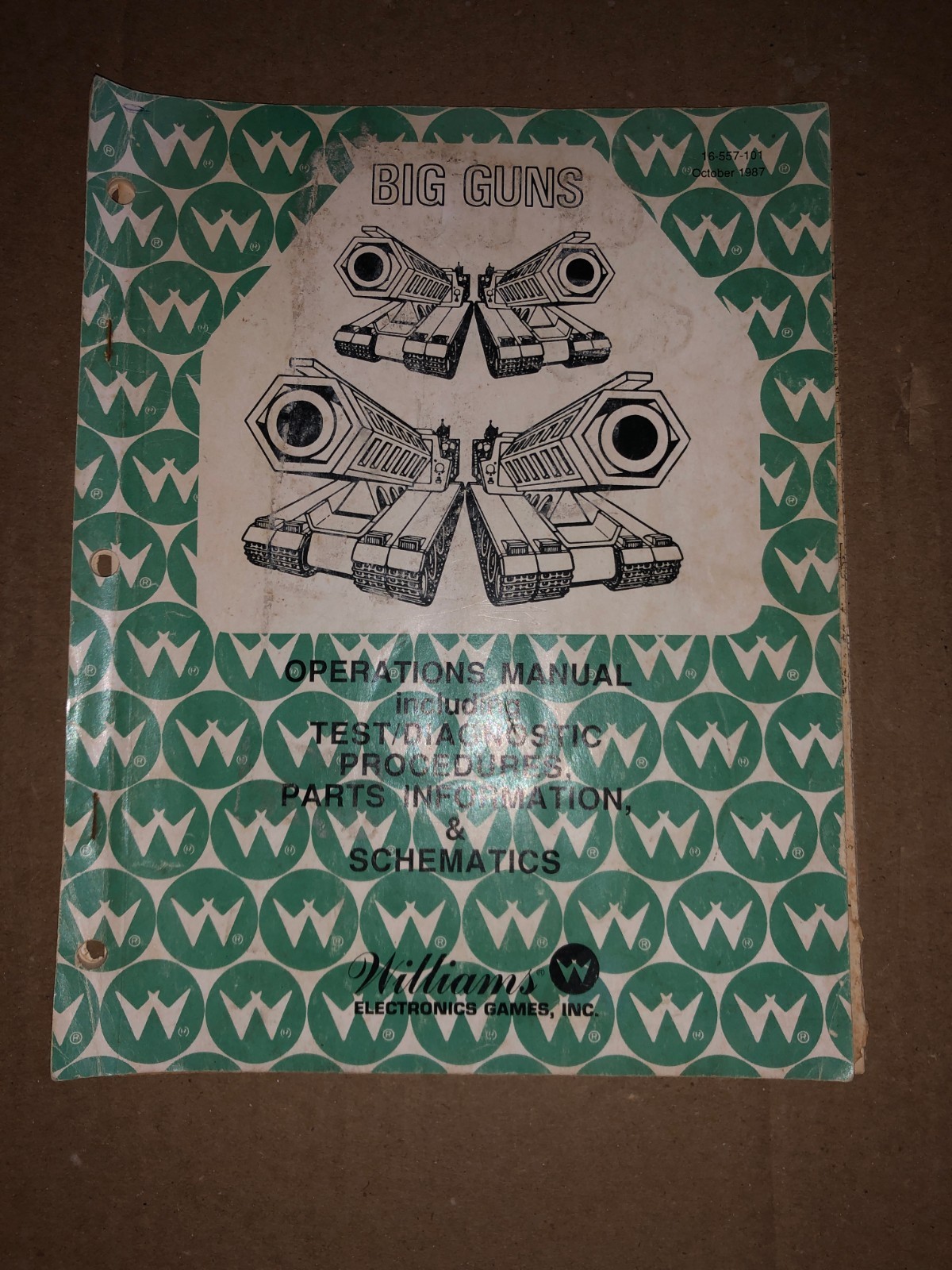 WILLIAMS PINBALL MANUAL BIG GUNS ORIGINAL ARCADE PINBALL INSTRUCTION MANUAL