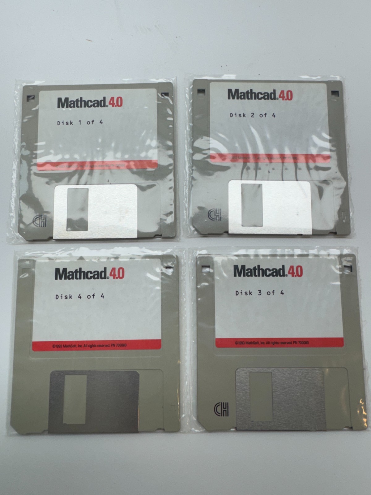 Mathcad 4.0 Vintage 3.5" Floppy Disks Set 1-4 MathSoft 1993 PC Software Sealed