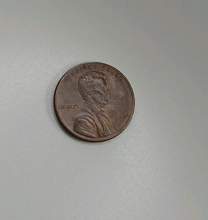 Error 1986 Lincoln Penny- Rim Run - Die Crack