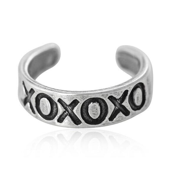 Hugs n Kisses XOXOXO Toe Ring Sterling Silver 925 6 mm Size Adjustable