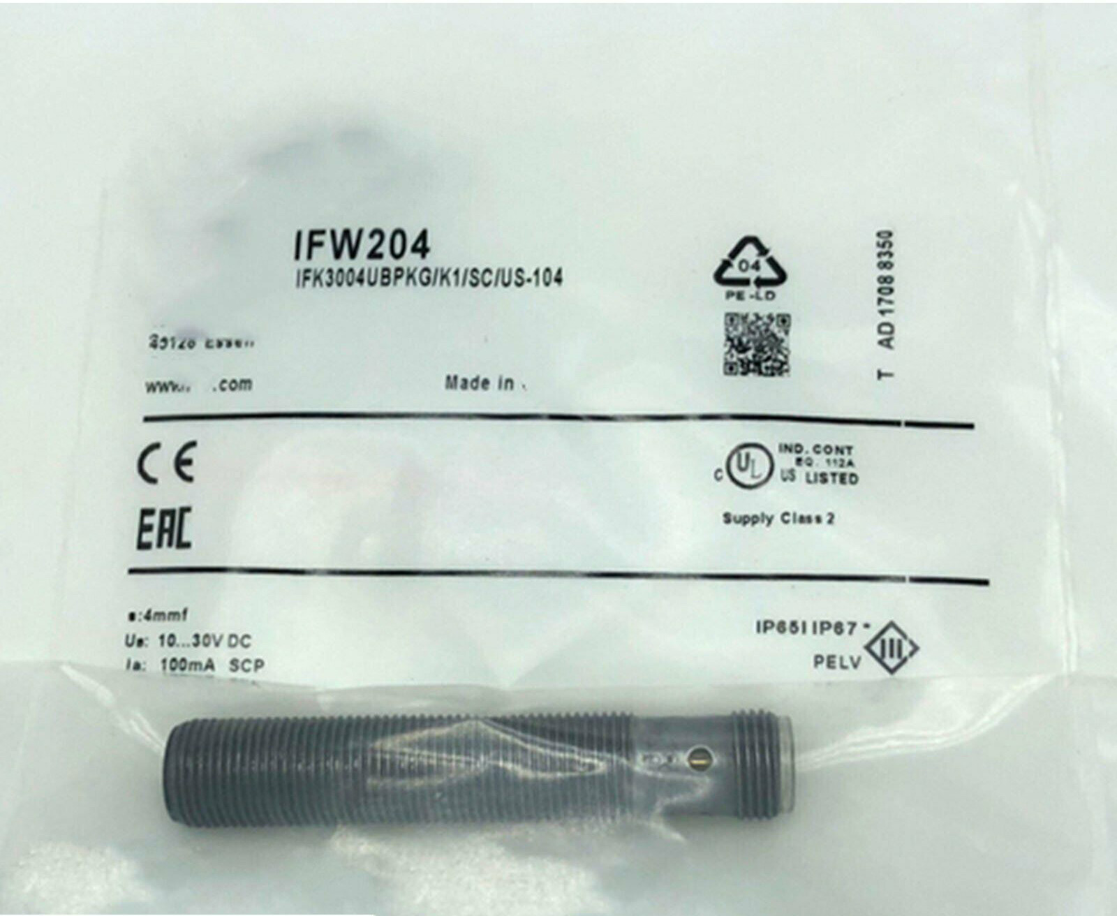 IFM IFW204 IFK3004UBPKG/K1/SC/US-104 Proximity Switch 10-30VDC 100mA New