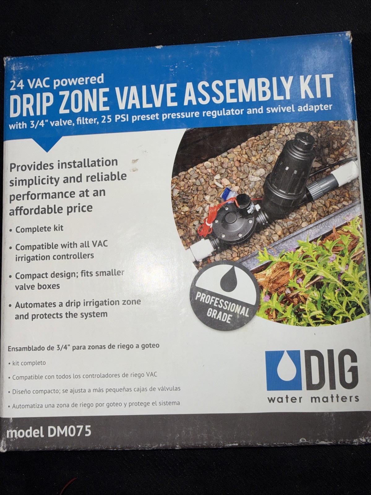 DIG 24 VAC Powered Drip Zone Valve Assembly Kit With 3/4" Valve, Filter,25PSI