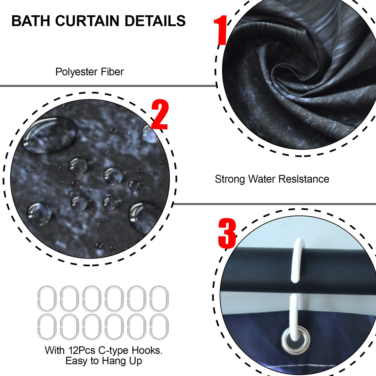 Red Shower Curtain Set with Rugs 72 x 72 4pc