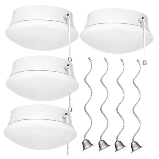 Flush Mount Ceiling Light with Pull Chain Surface Mount LED 7 Inch | 4 Pack