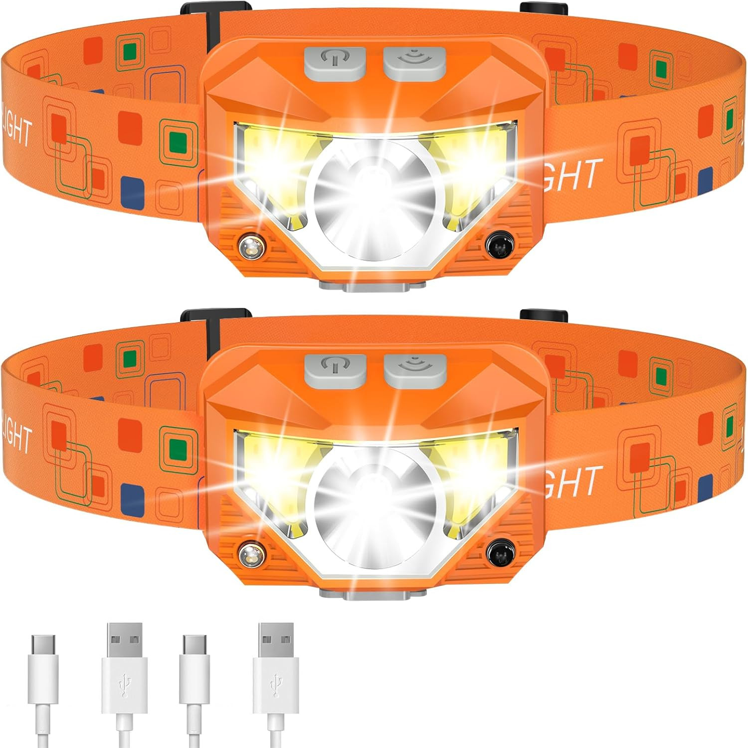 Headlamp Flashlight, Lumen Ultra-Light Bright LED Rechargeable Headlight with Wh
