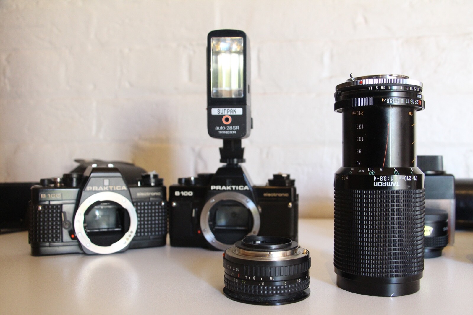 PRAKTICA SLR Film Cameras and Lenses Package + Flash