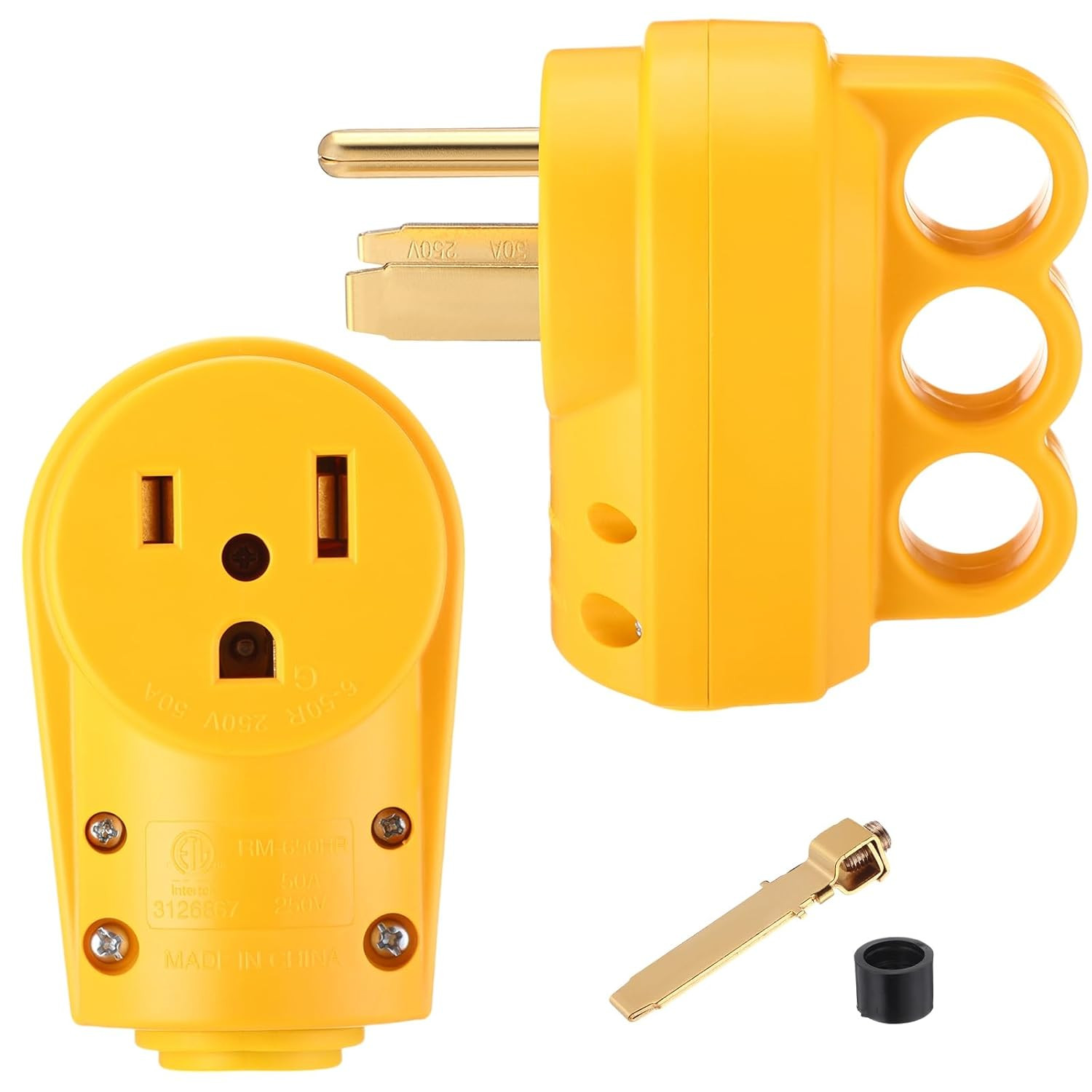 2 Pcs 50Amp Female Welder 6-50P Plug & 6-50R Receptacle RV Electrical Campers 3