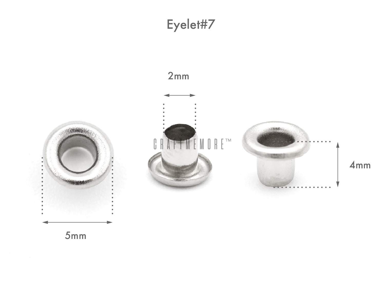 CRAFTMEMORE 2MM Hole 200PCS Tiny Grommets Eyelets Self Backing 2 mm, Gunmetal