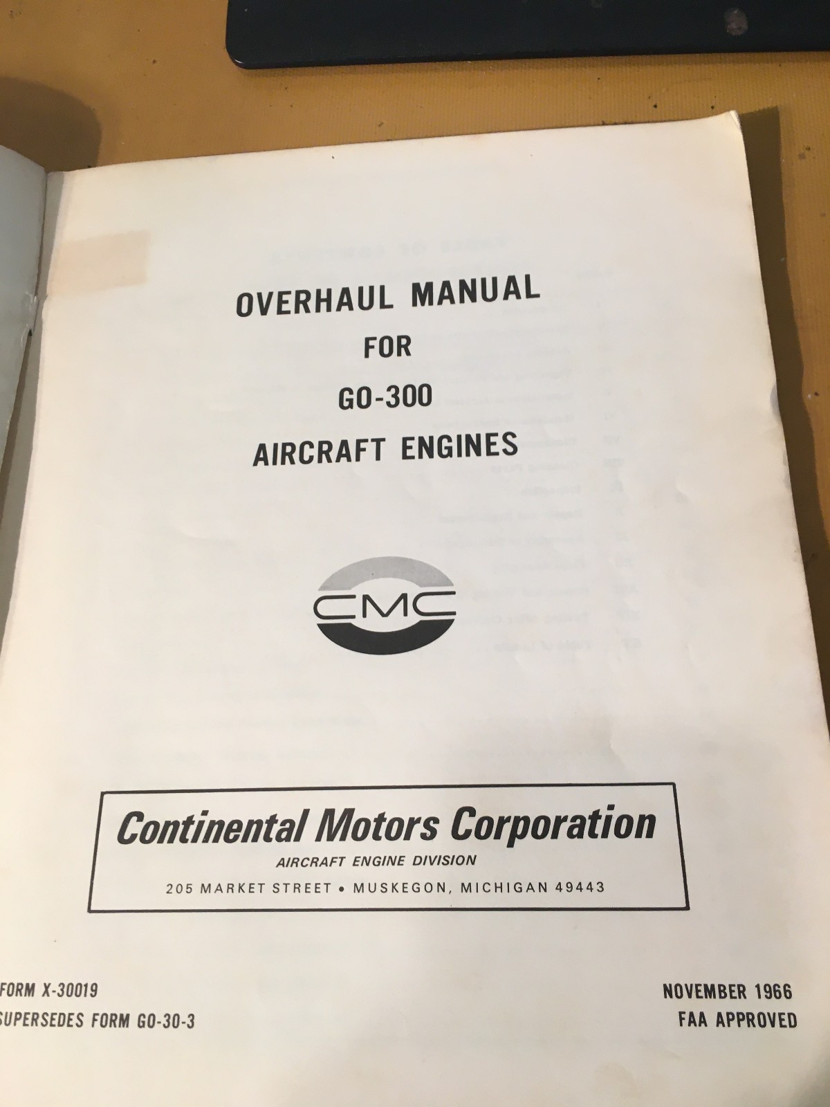 Continental GO-300 Series Overhaul Manual.
