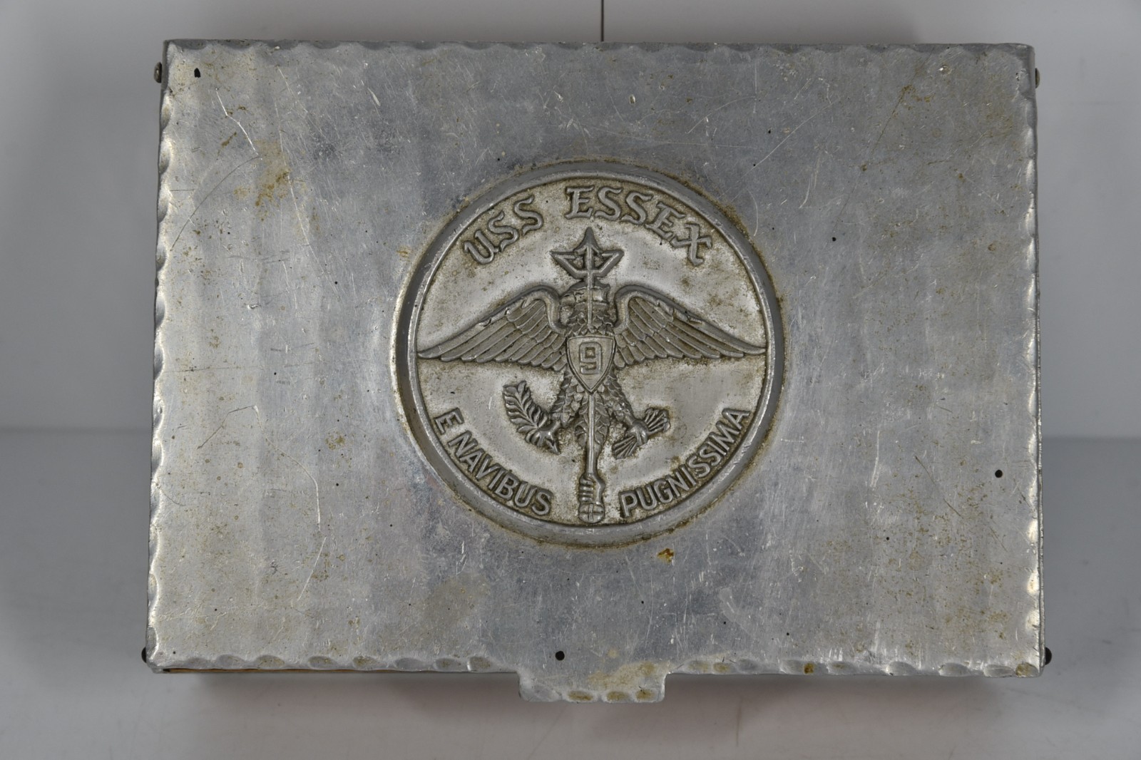 Vintage WWII WW2 USS Essex Navy Aircraft Carrier Keepsake Cigarette Box Military