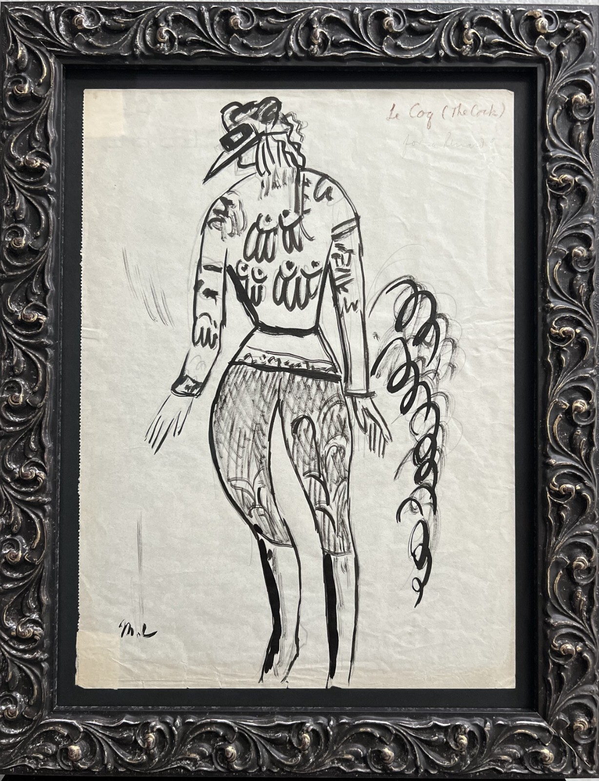 Marie Laureicin (1885-1956) Very Rare "The Cock" Ink on Paper signed lower Lf