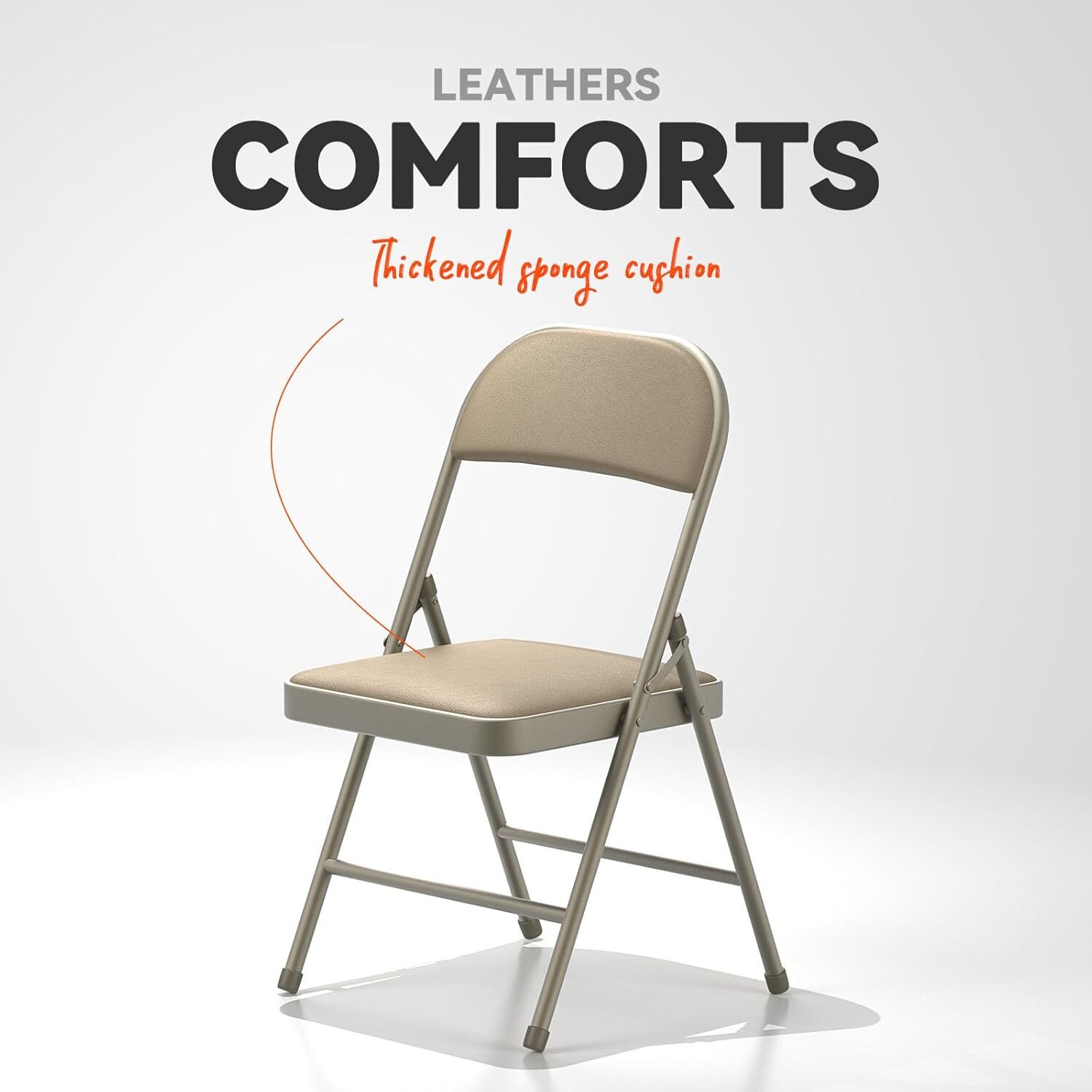 Nazhura 4 Pack Folding Chairs with Padded Vinyl Cushion Chairs (4 Pack)