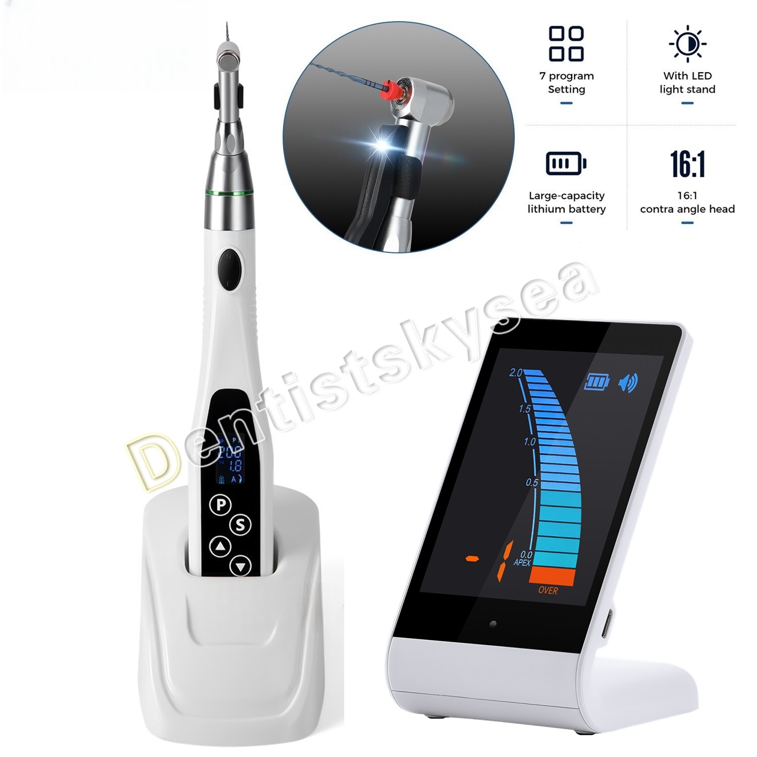 Dental Wireless LED Endo Motor with Mini Push-type 16:1 Handpiece / Apex Locator